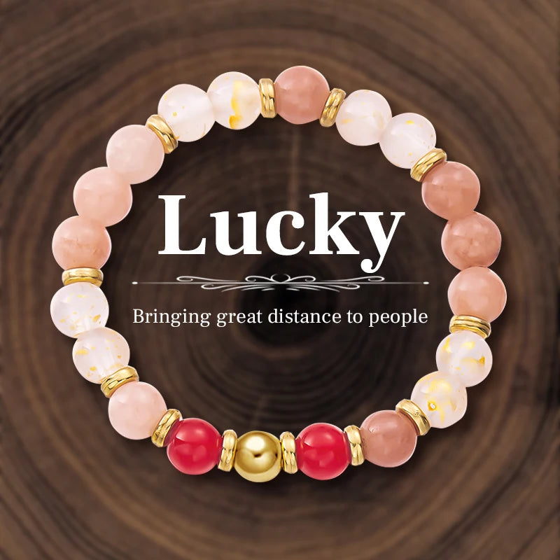 luckacco 8mm natural stone beaded bracelet for women lucky attract love wealth good luck colorful bracelet jewelry birthday gift