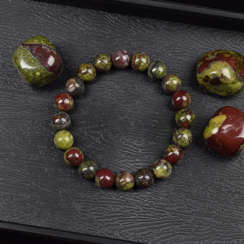 luckacco natural dragon blood stone bracelet made of real natural stones beads bracelets gems jewelry women men genuine bloodstone jasper