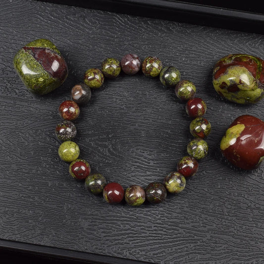 Luckacco Natural Dragon Blood Stone Bracelet Made of Real Natural Stones Beads Bracelets Gems Jewelry Women Men Genuine Bloodstone Jasper