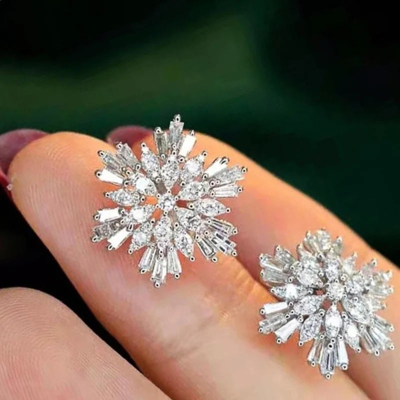 luckacco daily picks sparkling women's cubic zirconia stud earrings gorgeous female wedding party fashion ear piercing accessories new jewelry