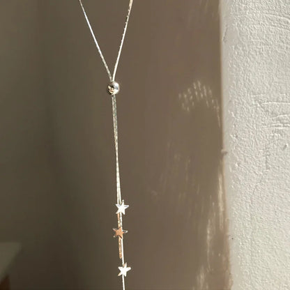 Luckacco New Fashion Simple 925 Sterling Silver Star Pendant Necklace For Women Girl Clavicle Chain Choker Statement Jewelry