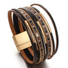 Luckacco ALLYES Trendy Colorful Square Leather Bracelet for Women Men Boho Metal Tube Multilayer Wrap Wide Bracelets Charm Party Jewelry