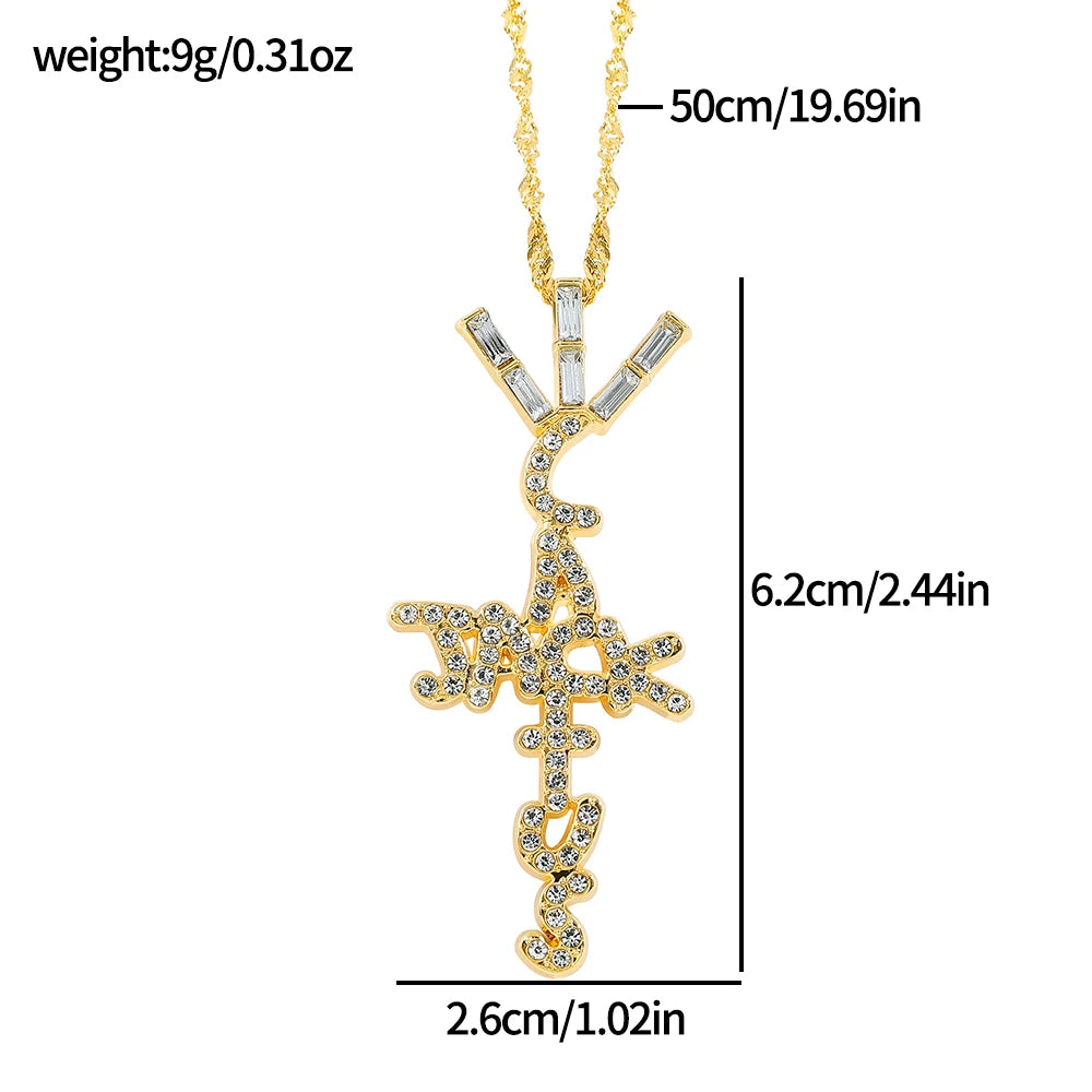 luckacco goth cactus jack pendant necklace iced cubic zircon plated gold silver color hip hop jewelry for men women kpop