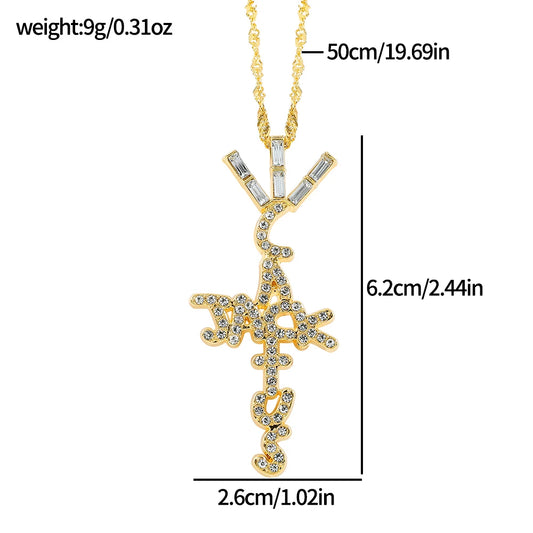 Luckacco Goth Cactus Jack Pendant Necklace Iced Cubic Zircon Plated Gold Silver Color Hip Hop Jewelry For Men Women kpop