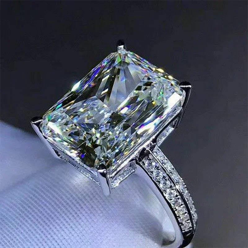 luckacco fashion big square crystal stone women wedding bridal ring luxury engagement party anniversary best gift large rings