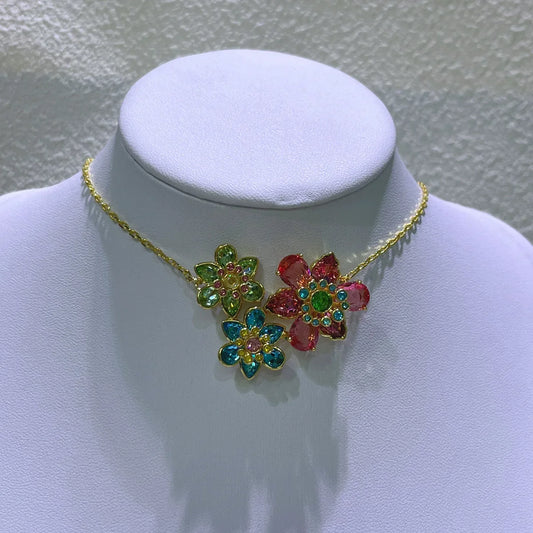 Luckacco Flower Crystal Boutique Irregular Original Jewelry Set New Color Earring Exquisite Necklace Ring Bracelet Wedding Gift for Women