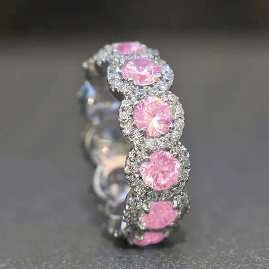 Luckacco daily picks Sparkling Cubic Zirconia Promise Rings for Women Wedding Engagement Bands Silver Color New Modern Fashion Female Jewelry