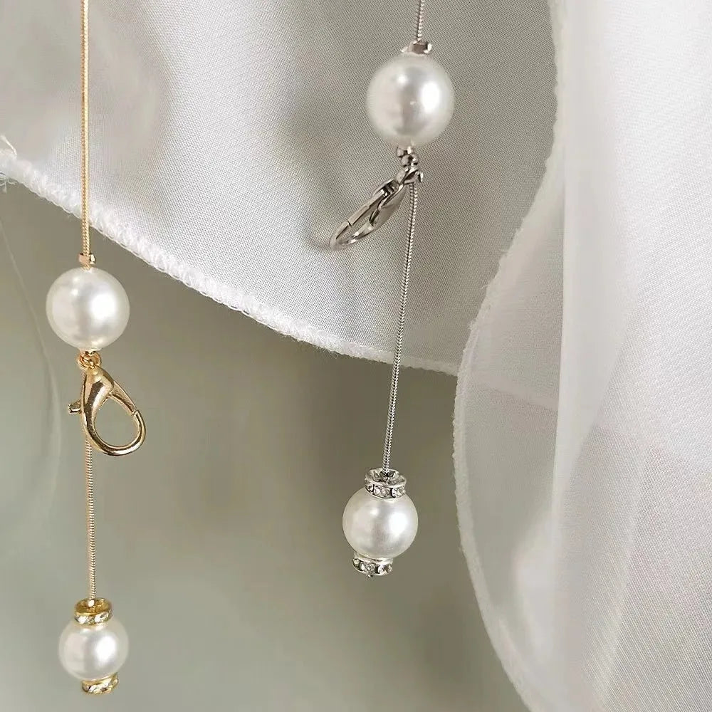 luckacco ladies versatile, beautiful pearl chain, thin waistband, versatile dress waist chain