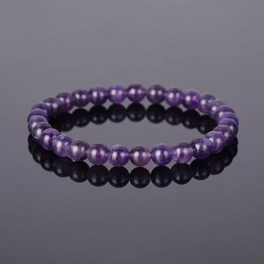 Luckacco Handmade Amethyst Beaded Bracelet - Boho Style Crystal Jewelry for Women, Stretchable Design Fit Most Wrists, Trendy Daily Ornam