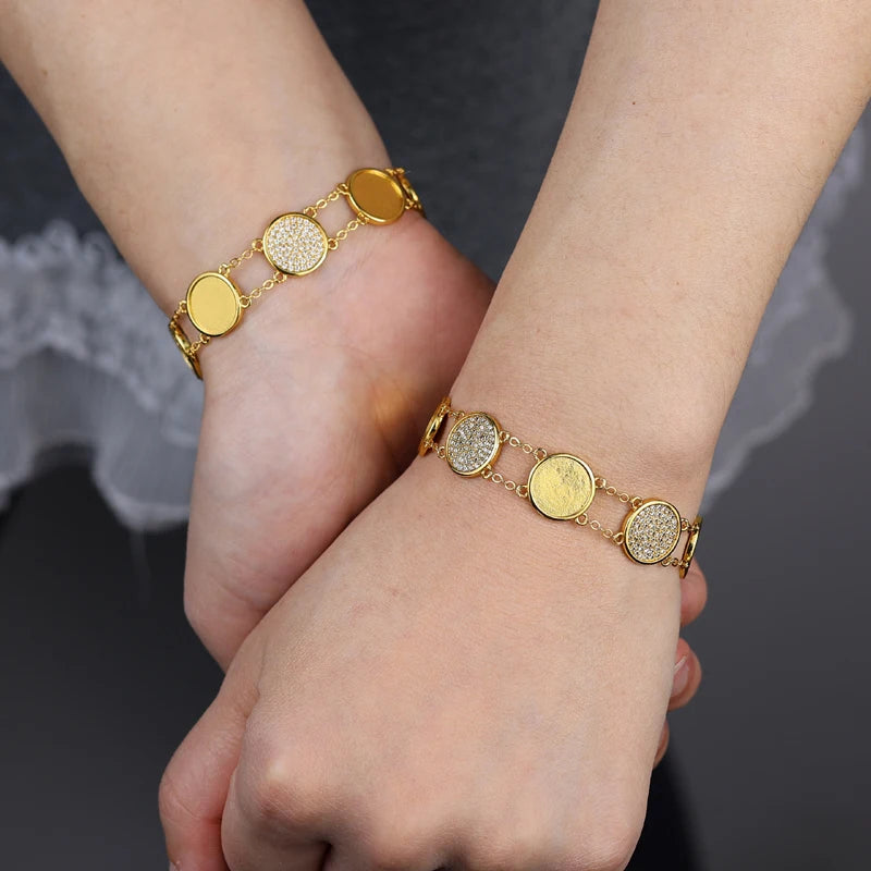 luckacco 2025 new bling popular round zircon necklace cz paved  necklace   gold color fashion jewelry gift for women
