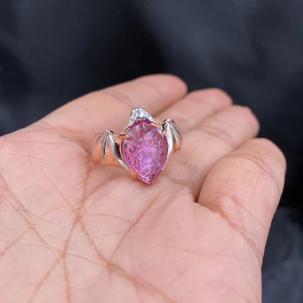 luckacco кольцо женское new trendy gothic vintage bat finger rings inlaid water drop shape zircon rings for women fashion party jewelry