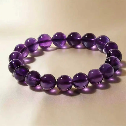 Luckacco Amethyst Beaded Stretch Bracelet Bohemian Style Crystal Jewelry for Women Adjustable Fit Most Wrists Trendy Daily Wear Accessory