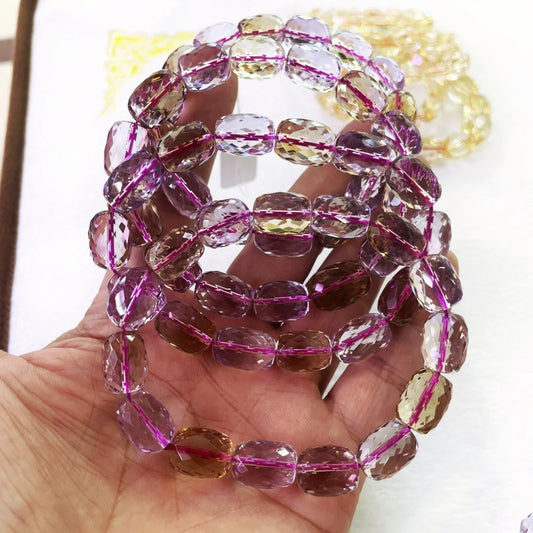 Luckacco  Natural AAAAAAA amethyst Faceted Stone Citrine ametrine  Spacer Beads For Jewelry Making DIY Bracelet Necklace