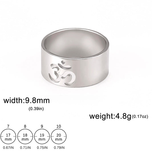 Luckacco Lemegeton Buddhist Indian Yoga Om Women's Logo Ring Men's Charm Stainless Steel Ultra Natural Jewelry Party Gift