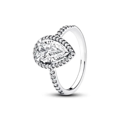 Luckacco 100% fashionable 925 sterling silver original heart-shaped water drop butterfly zircon charming ring for women's wedding jewelry