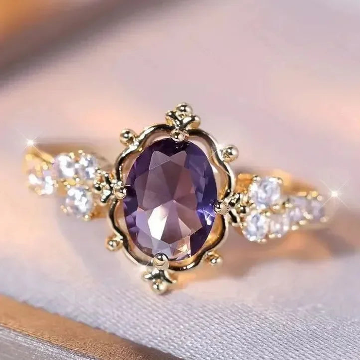 luckacco fashion explosion european style personality exquisite design sense copper inlaid zircon light luxury rings for women