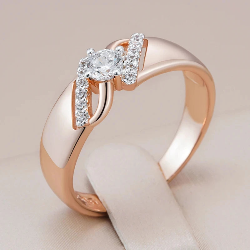 luckacco wbmqda luxury wedding rings for women 585 rose gold silver color mix   fashion creative zircon jewelry accessories