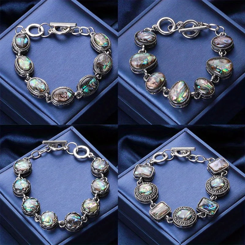 luckacco abalone shell bracelet bohemian wristband girl adjustable chain women jewelry gifts mother's day gift link bangle gift for mom