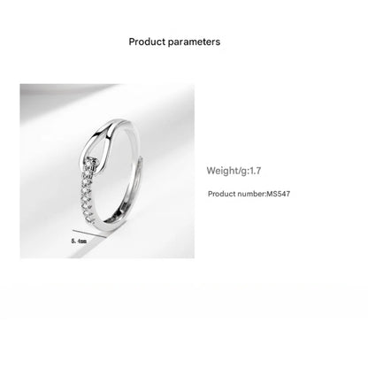 Luckacco 925 Sterling Silver High-End Full Diamond Hollow Design Horseshoe-Shaped Zircon Ring Personalized High-Quality Women's Ring