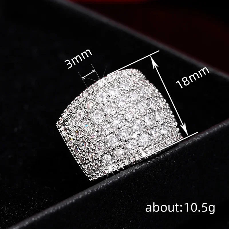 luckacco 2025 full bling iced out rings for women luxury silver color crystal finger  wedding engagement bands hot trendy jewelry