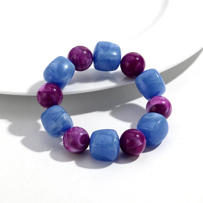 Luckacco Acrylic Chunky Irregular Square Round Beaded Bracelet for Women European and American Simple Bracelet Fashion Hand Accessories