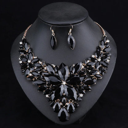 Luckacco Fashion Crystal Jewelry Sets Bridal Necklace Earrings Sets Wedding Party Jewelery Dress Jewellery Decoration Accessories
