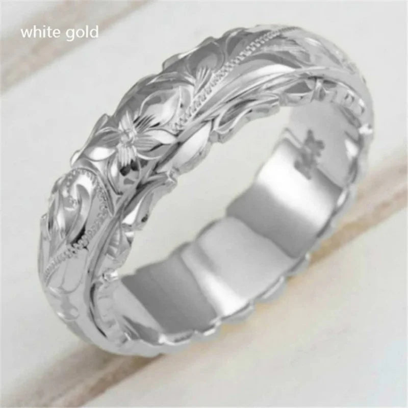 luckacco alloy carving rose flower ring - trendy unisex jewelry size 5-11 perfect valentine's day gift