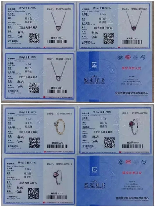 Luckacco New 925 sterling silver heart-shaped pink ring necklace earring set luxurious sparkling charm jewelry fashion wedding gift