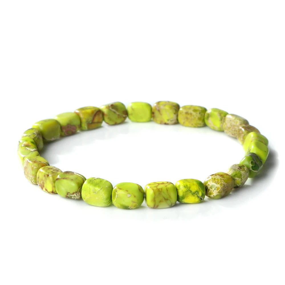 luckacco bohemian natural stone beaded bracelets colorful emperor stone elastic bangle women men couple friendship handmade jewelry gifts