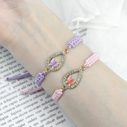 Luckacco New Women Rope Bracelets Hand Woven Purple Thread Bracelet Cute Animal Pendant Bracelet Vintage Daisy Flower Bangle Girl Jewelry