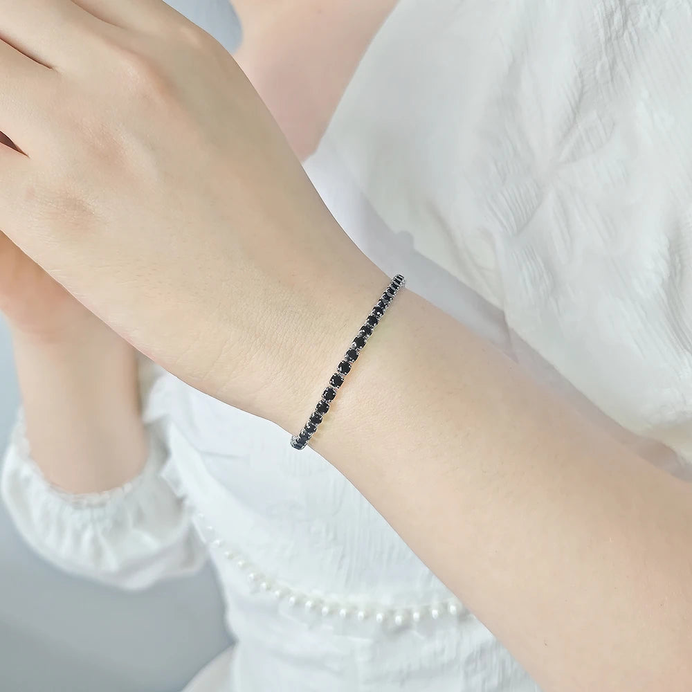 luckacco 2024 new arrival luxury round black color on hand bracelet bangle for women anniversary gift jewelry bulk sell s5787