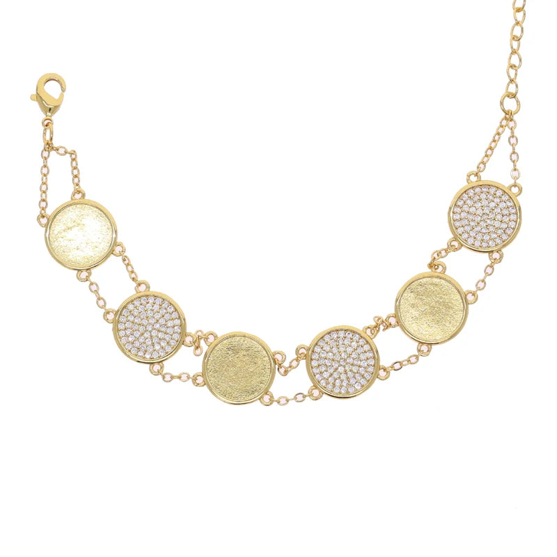luckacco 2025 new bling popular round zircon necklace cz paved  necklace   gold color fashion jewelry gift for women