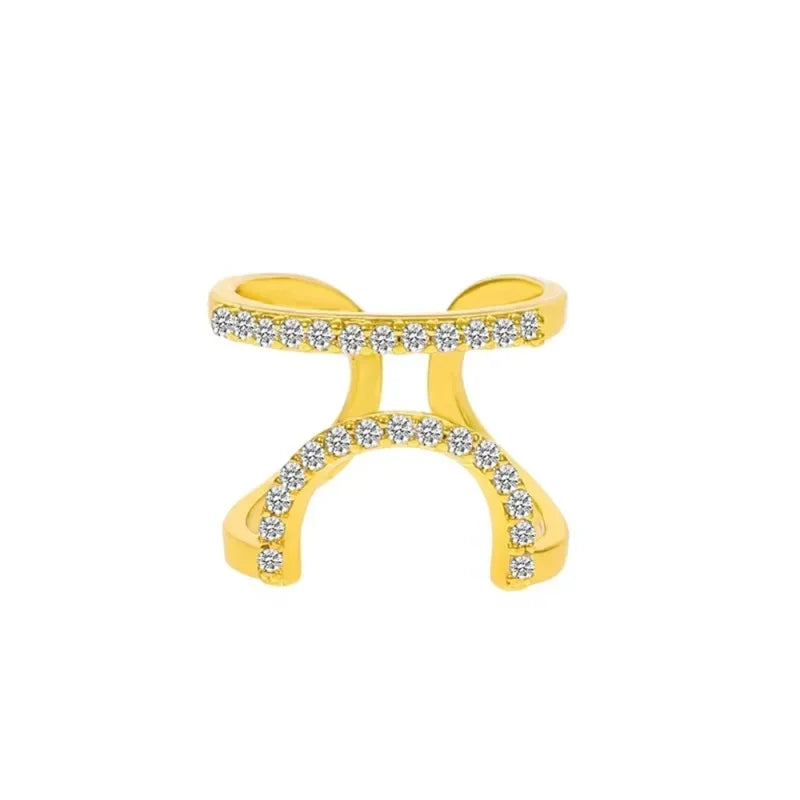 luckacco copper inlaid zircon nail ring manicure joint ring for women trend party jewelry fashion party jewelry accessories trendy