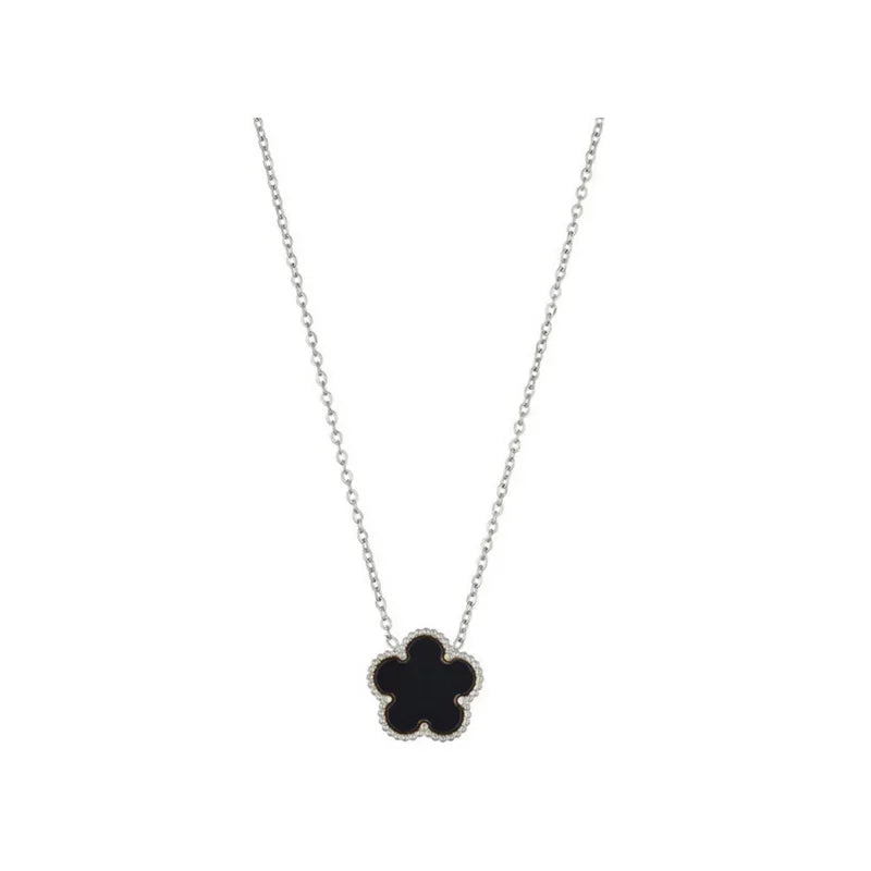 luckacco 14k gold plated five-leaf clover link bracelets white black blue gold red green lucky bracelets jewelry gifts trendy for women