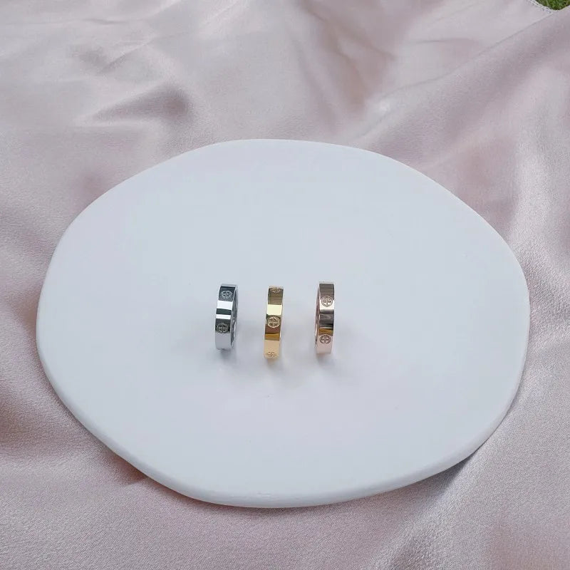 luckacco trend luxury brand cross stainless steel zircon ring with stone for woman girl for men couple finger wedding ring bague femme