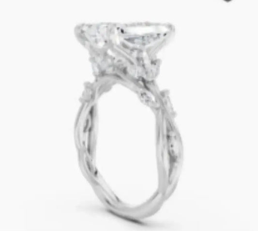 Luckacco 10K Solid Real Gold Lab grown diamond wedding ring for female IGI Horse Eye 2 carat CVD vine design engagement ring for female