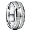 Luckacco Fashion 8mm Silver Color Stainless Steel Rings for Men Double Groove Meteorite Inlay Dome Men Finger Ring Wedding Band Jewelry