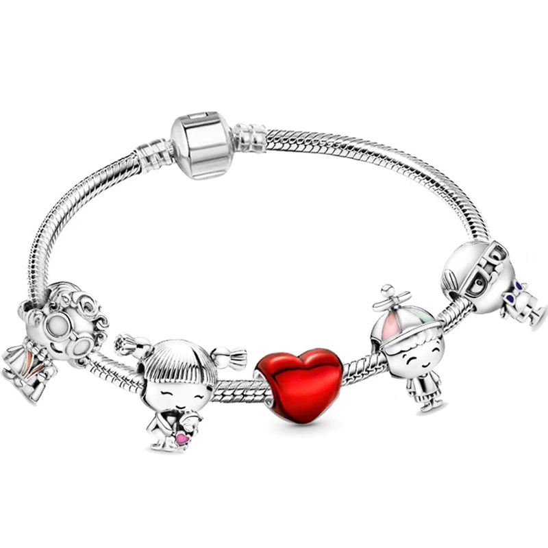 luckacco romantic style jewelry charm bracelets with family love beads bracelet for women couples pulseras jewelry gift special offer