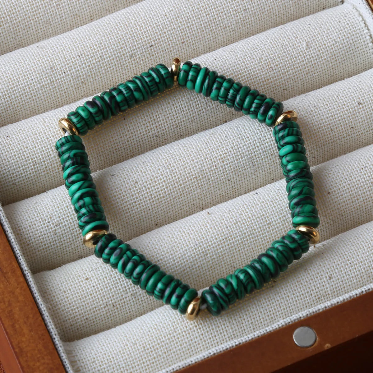 luckacco summer cool elastic bracelet color beads dopamine girl versatile natural stone bead trend 2024 new