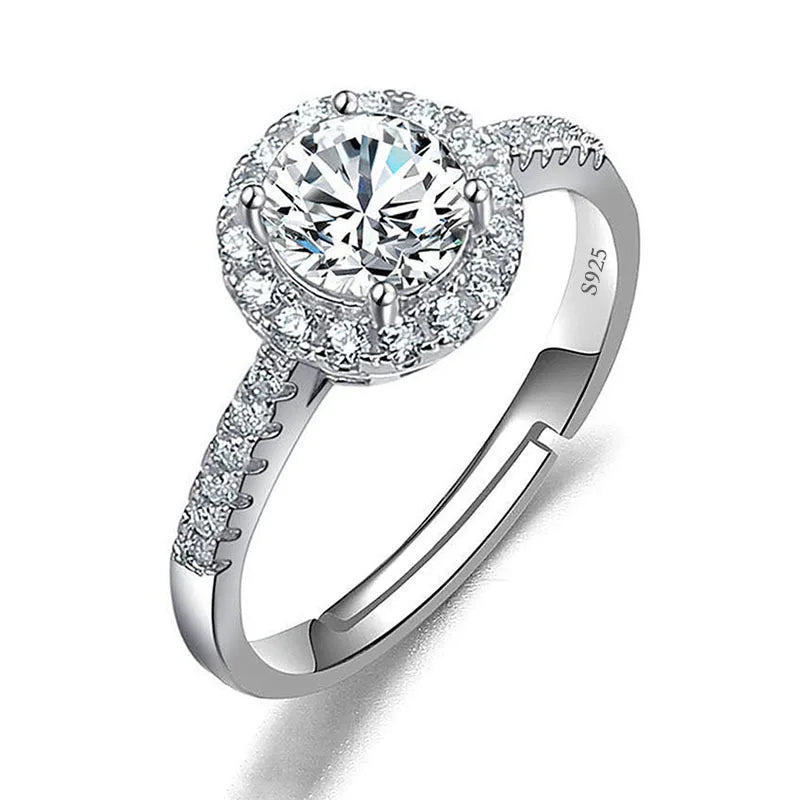 luckacco never fade luxury classic 18k white gold color ring solitaire 2 carat zirconia diamant wedding band women jewelry accessories