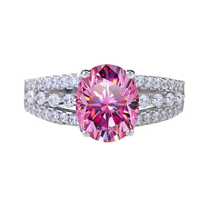 luckacco luxury 2ct 7x9mm oval moissanite women ring gra certificate passed diamond test high jewelry gift s925 silver