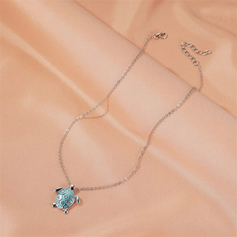 luckacco new style ins fashion tortoise pendant zircon necklace choker for charm woman silver color punk trendy animal neck jewelry gifts