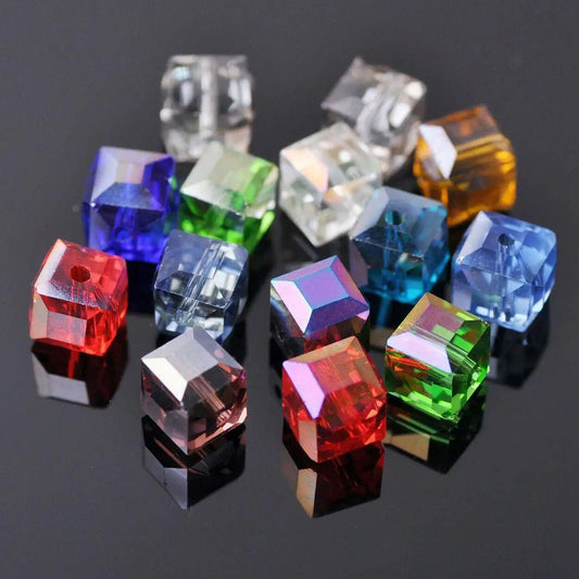 Luckacco 3mm 4mm 6mm 8mm 10mm Cube Square Faceted Czech Crystal Glass Loose Crafts Beads  Lot for Jewelry Making DIY Part 1