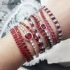 Luckacco Designer Red Zirconia Short Tennis Bracelets for Women Men Dazzling Crystal Adjustable Chain on Hand Party Daily Gifts Jewelry
