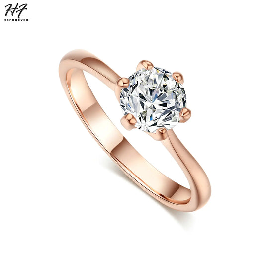 Luckacco Engagement Rings For Women Bride Crystal Silver Gold Color Wedding Rings Accessories Jewelry Korean Fashion Jewelry R014