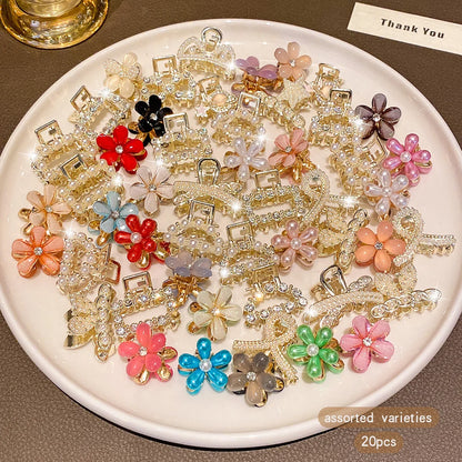 Luckacco 10 alloy rhinestone hair clips, fashionable small grab hair accessories