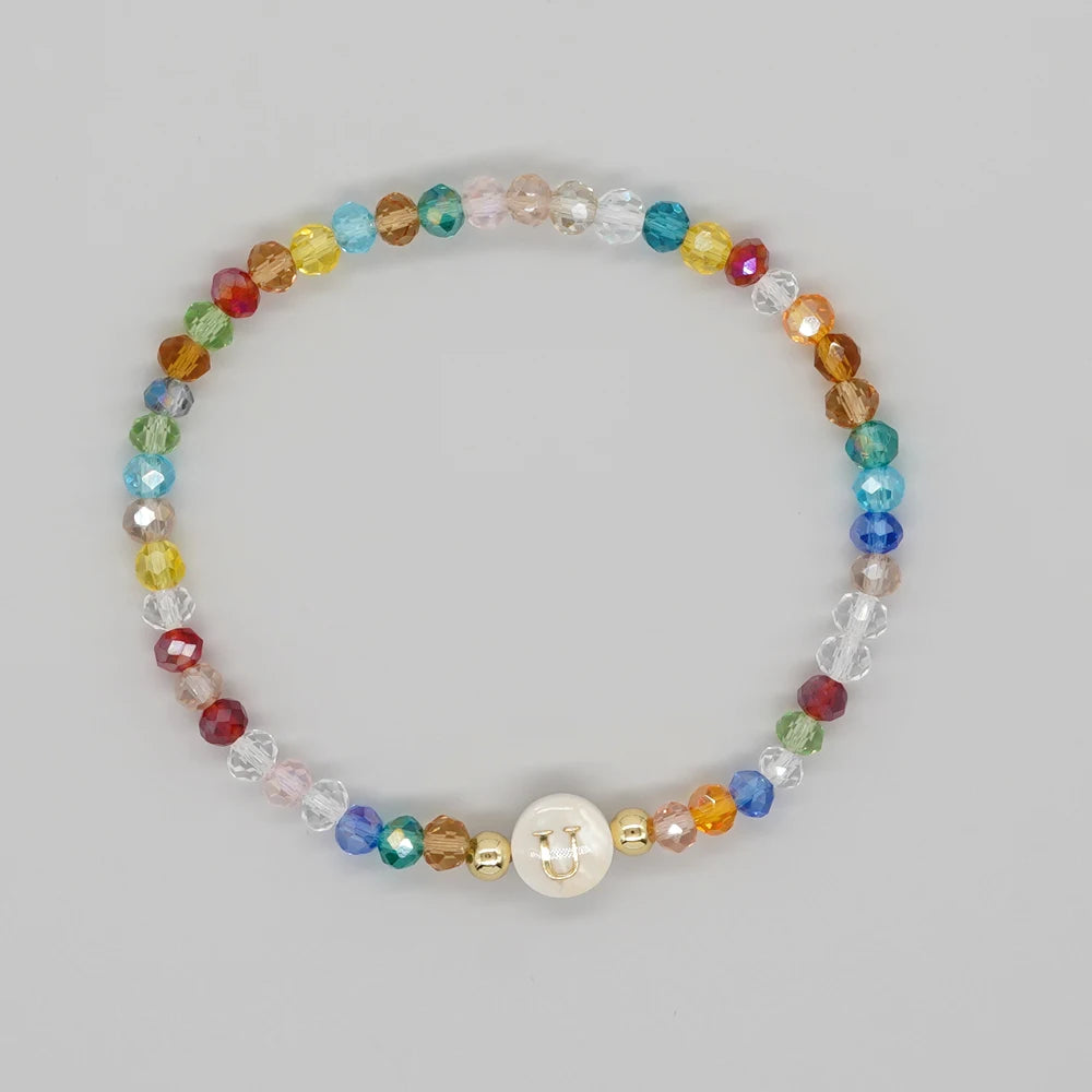 luckacco go2boho crystal shell letter a-z bracelets for women boho summer beach lucky fashion trend jewelry accessories surprise gifts