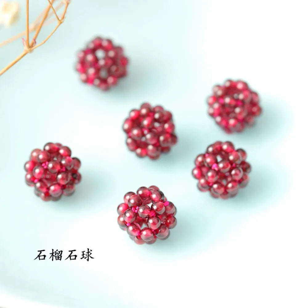 luckacco ethnic cute natural garnet strand bracelets multicolor hand-knitted pomegranate crystal charming bracelet fine jewelry for women