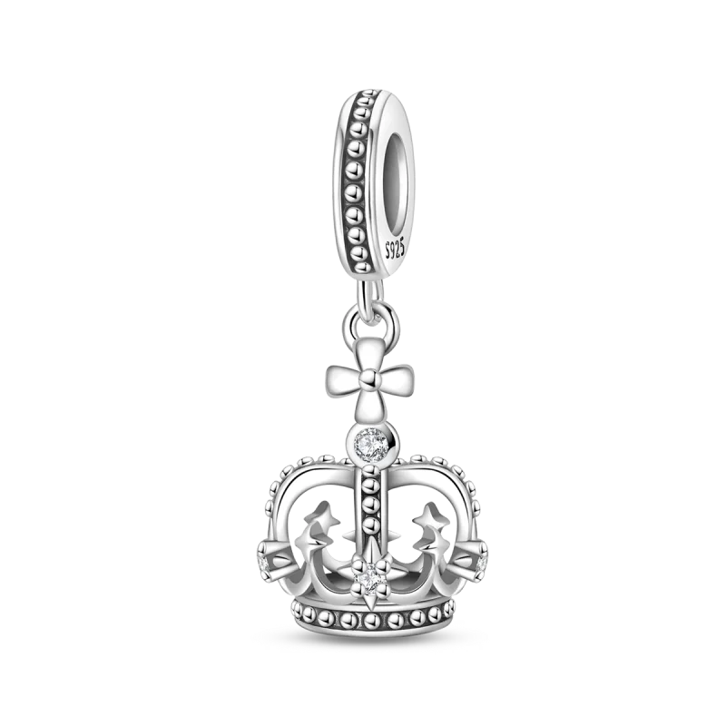 luckacco crown charms skull bead original 925 sterling silver inlaid zirconium pendants fit bracelet necklace jewelry lover gift