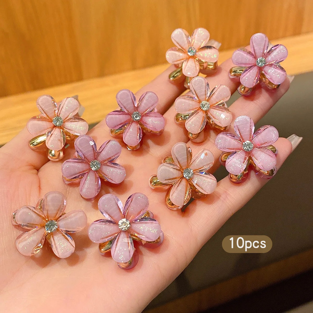 luckacco 10 alloy rhinestone hair clips, fashionable small grab hair accessories
